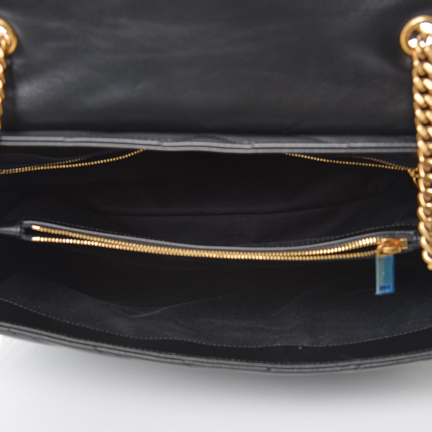 Calfskin Y Quilted Monogram Large Loulou Chain Satchel Black