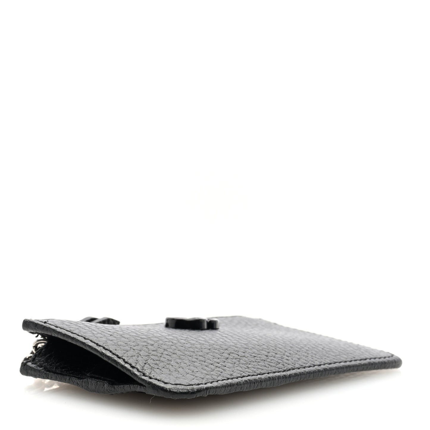 Dollar Calfskin Enamel Monochrome GG Marmont Key Case Card Holder Black