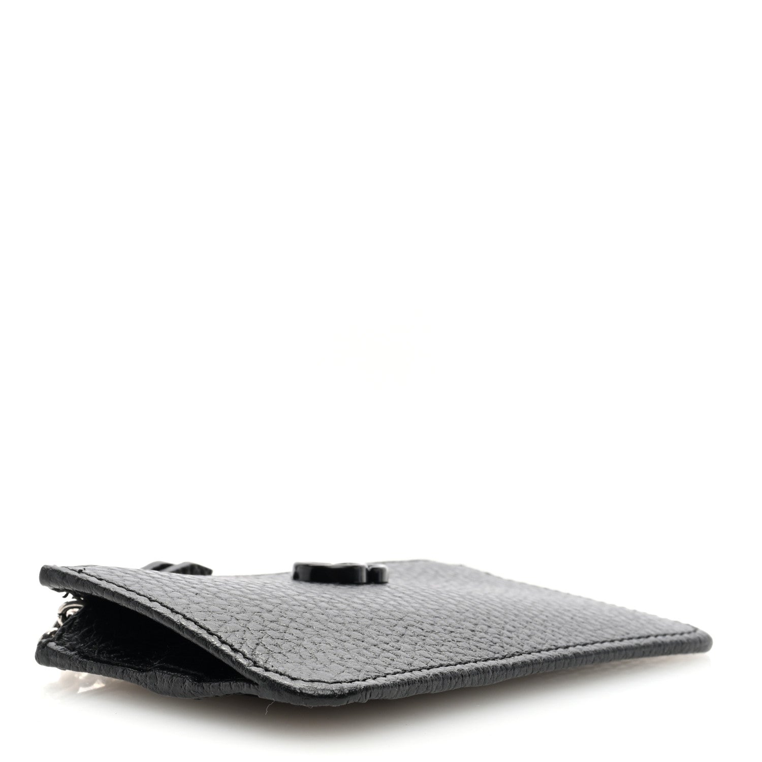 Gucci Dollar Calfskin Enamel Monochrome GG Marmont Key Case Card Holder Black 4 of 6
