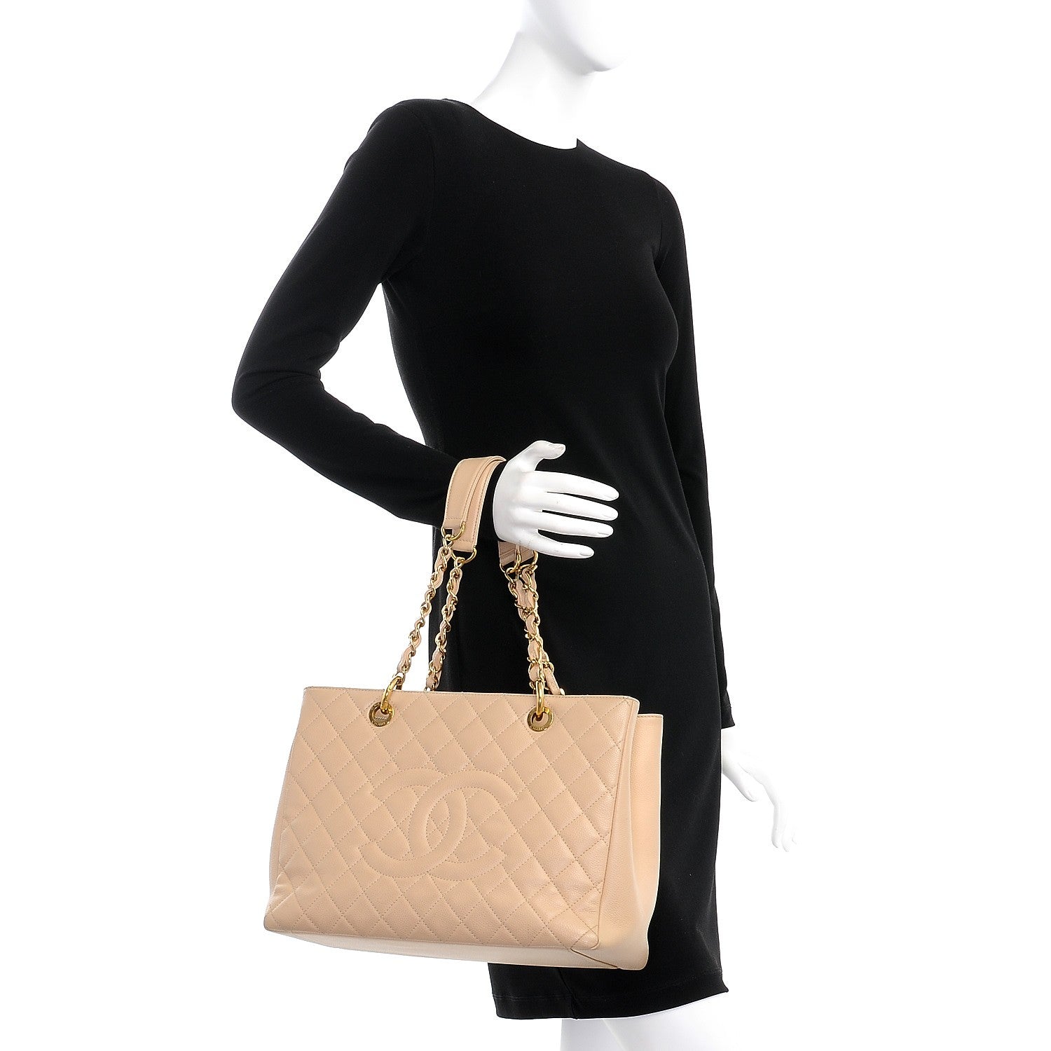 Chanel Caviar Quilted Grand Shopping Tote GST Beige Clair 2 of 16
