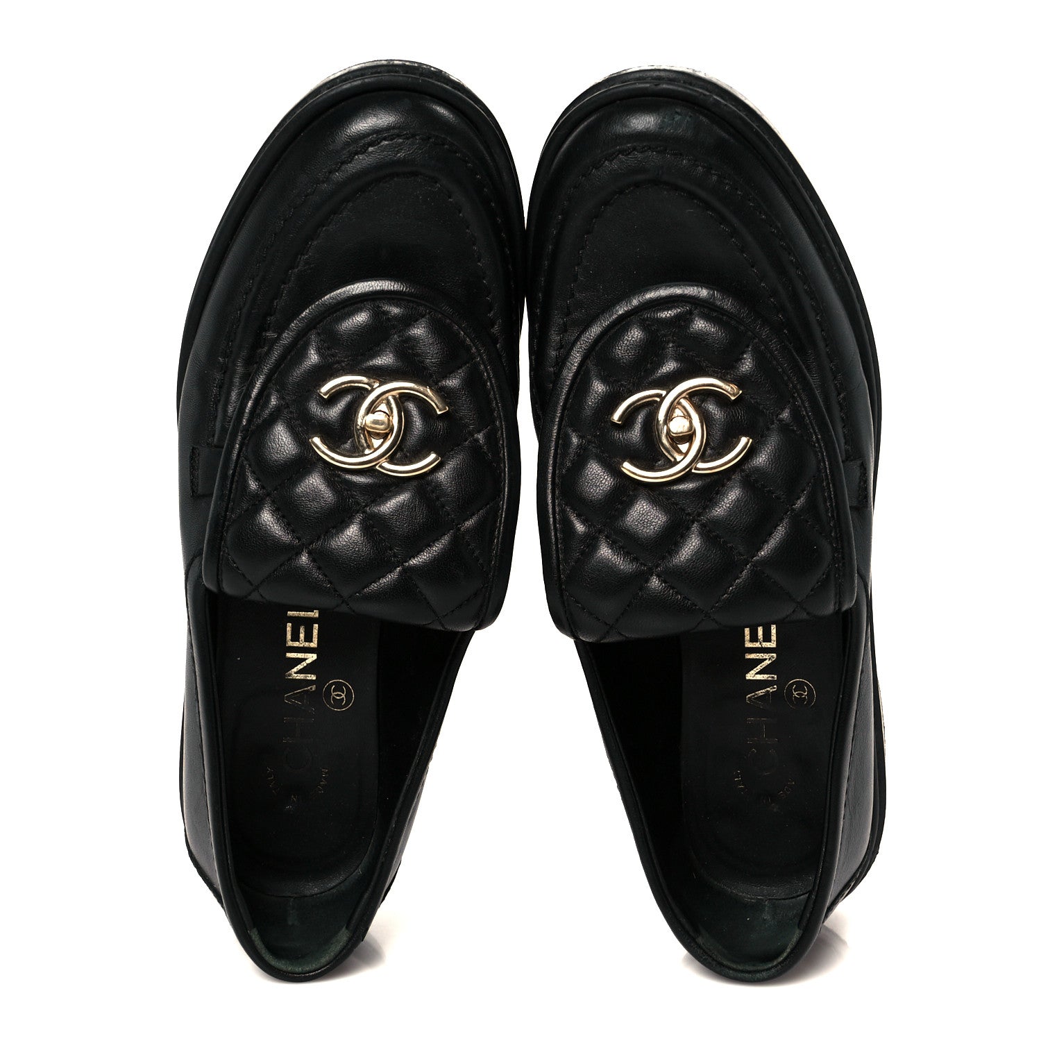 Chanel Lambskin Quilted CC Turnlock Loafers 37 Black 2 of 11