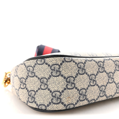 Gucci GG Supreme Monogram Textured Dollar Calfskin Web Small Ophidia GG Handbag Beige Blue Beige Blue 8 of 9