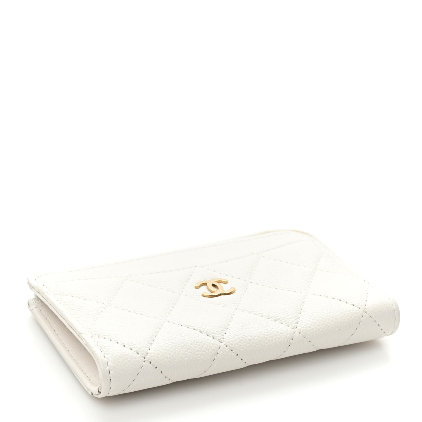 Caviar Quilted CC Zip Around Card Holder White