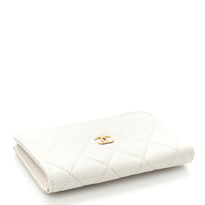Chanel Caviar Quilted CC Zip Around Card Holder White 4 of 12