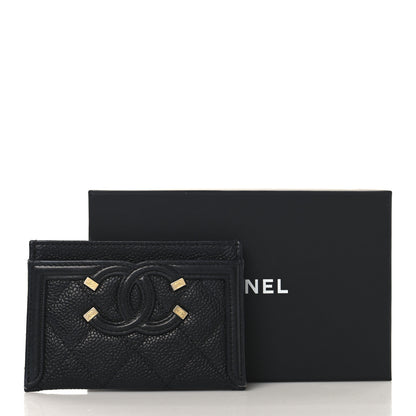 Chanel Caviar Quilted Filigree Card Holder Black 10 of 10