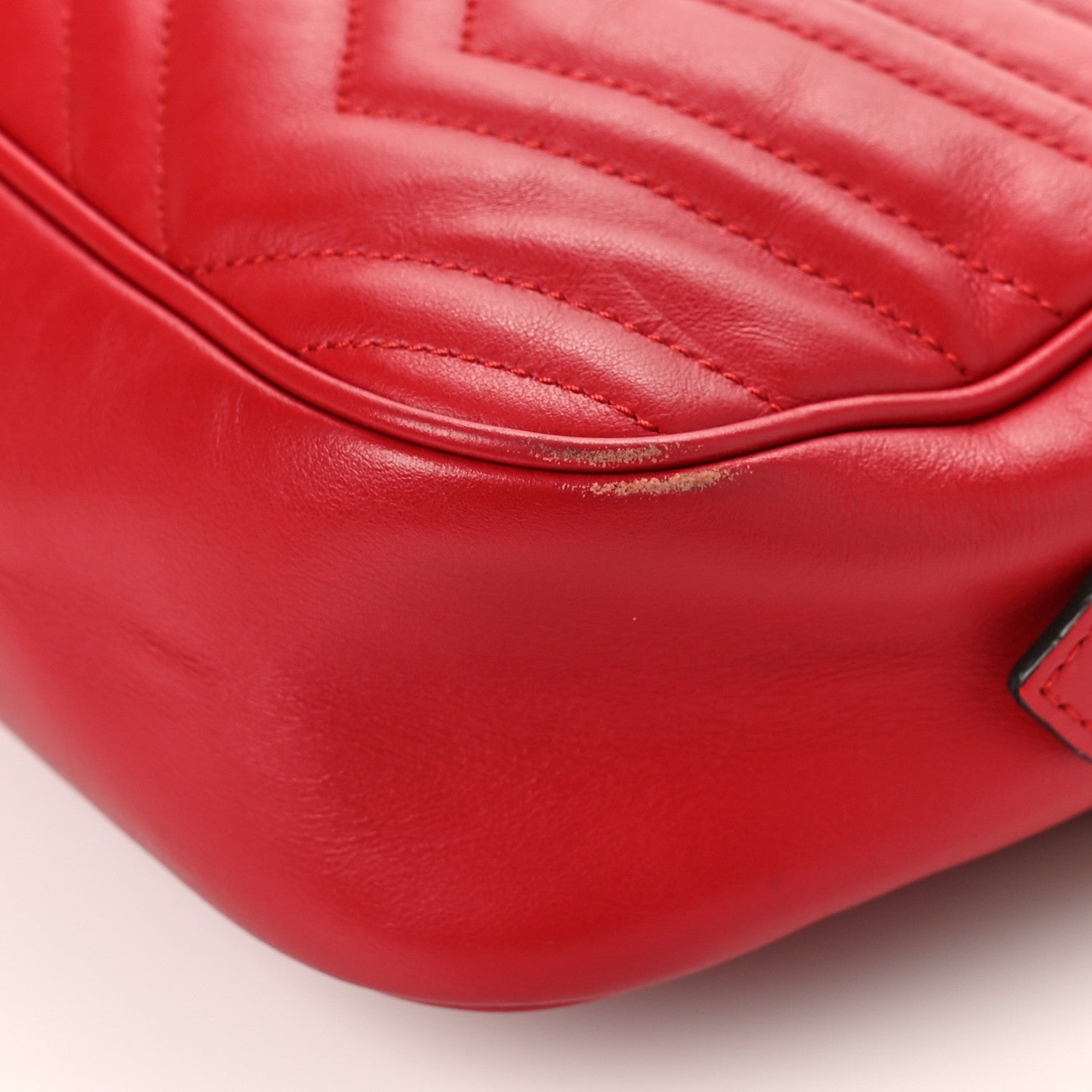 Gucci Calfskin Matelasse Small GG Marmont Chain Shoulder Bag Hibiscus Red 9 of 9