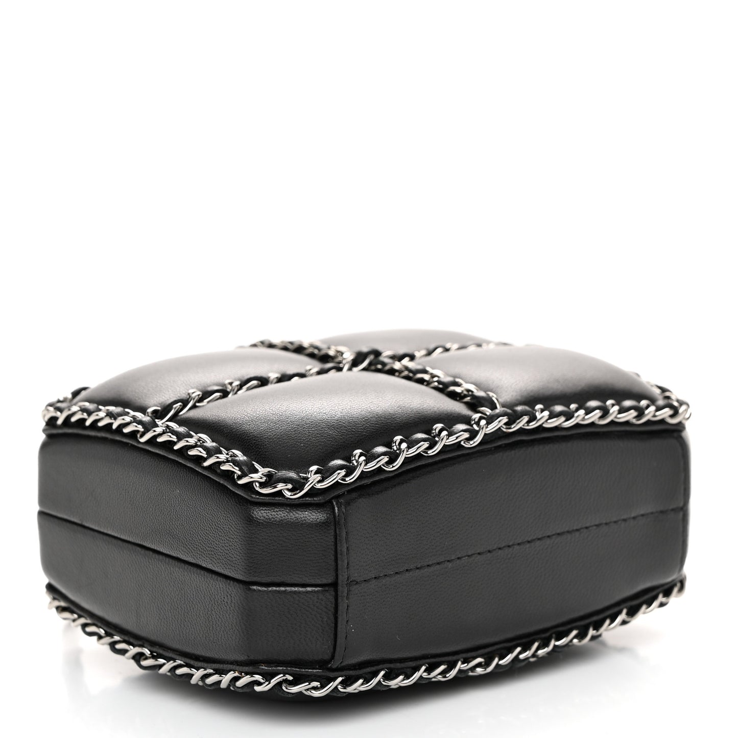 Lambskin Minaudiere Chain Clutch Black