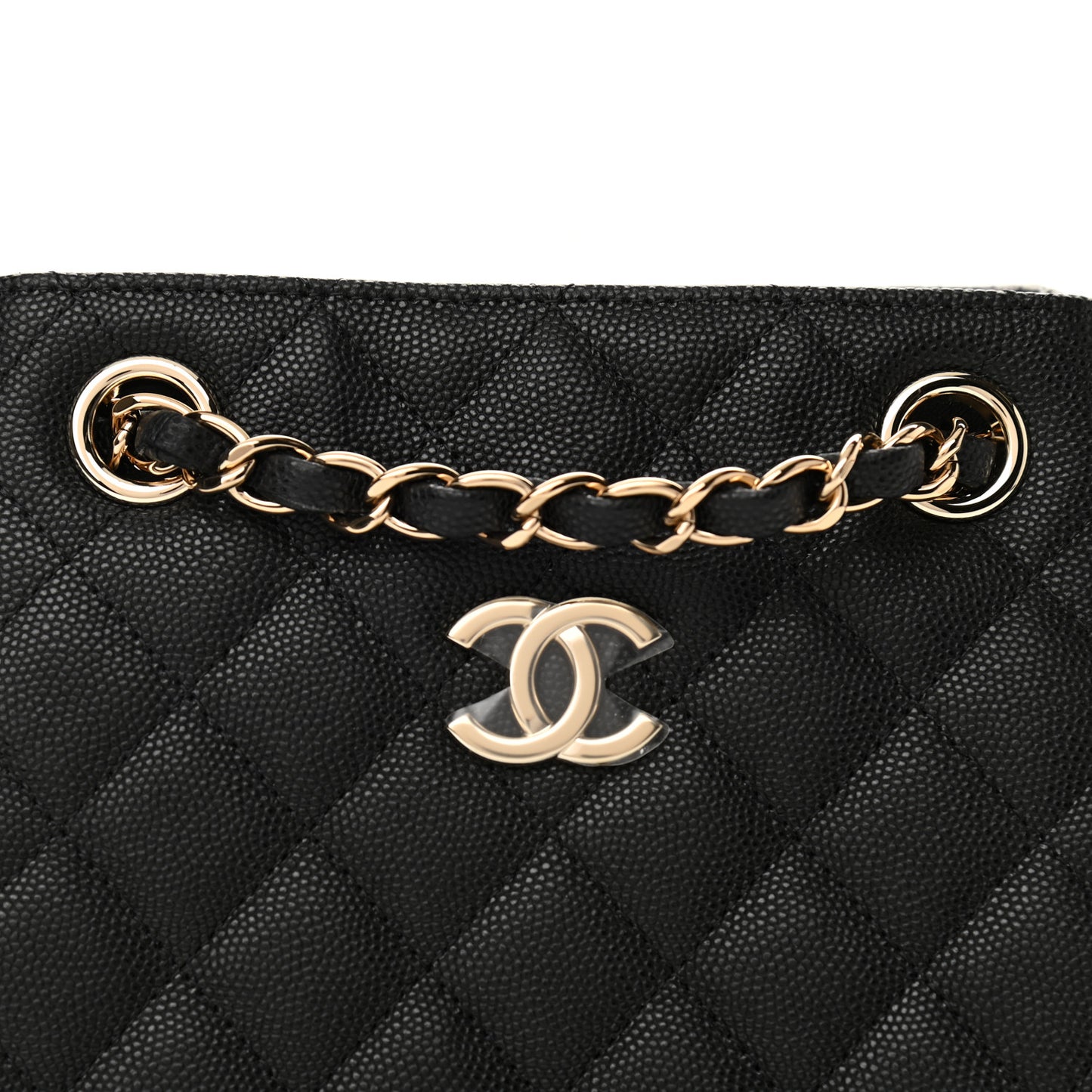 Caviar Quilted Mini Bucket Bag Black