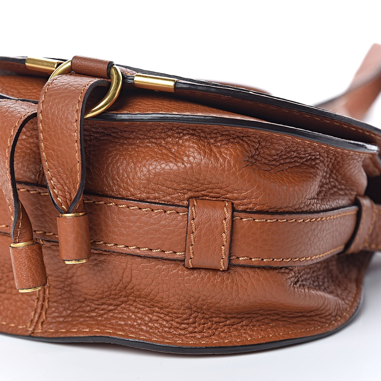 Calfskin Mini Marcie Round Crossbody Bag Tan