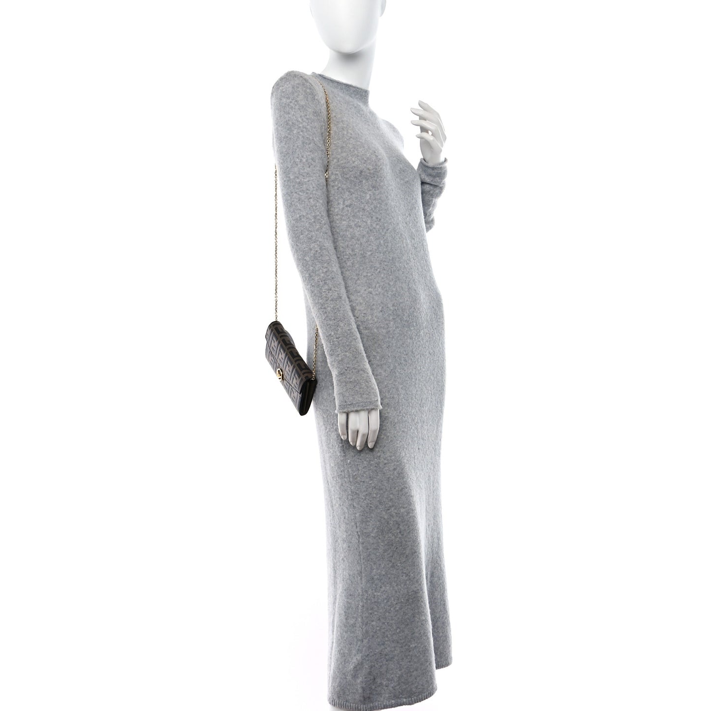 Vitello Soft F is Fendi Bi-Color FF 1974 Embossed Continental Envelope Wallet On Chain Maya Black