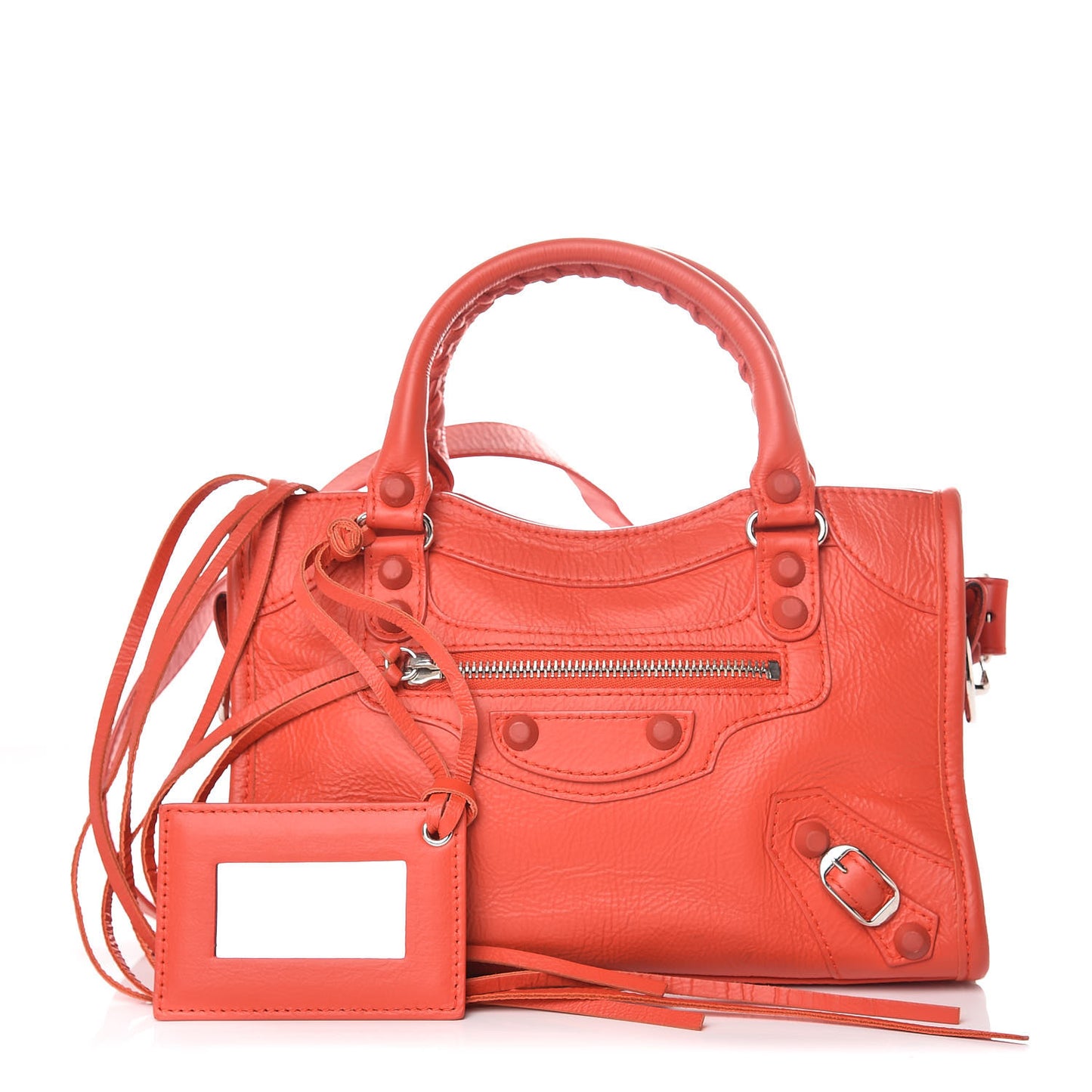 Matte Goatskin Rubber Covered Classic Hardware Mini City Rouge Coquelicot Rouge Braise