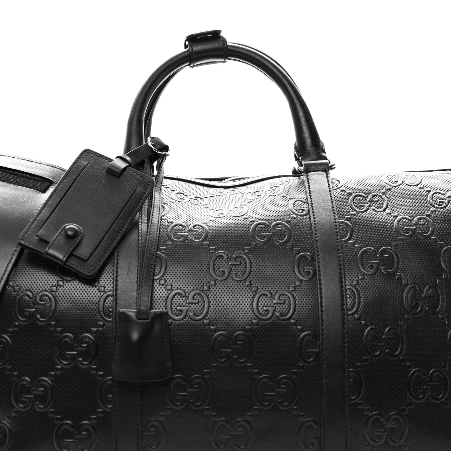 Calfskin GG Tennis Embossed Duffle Bag Black