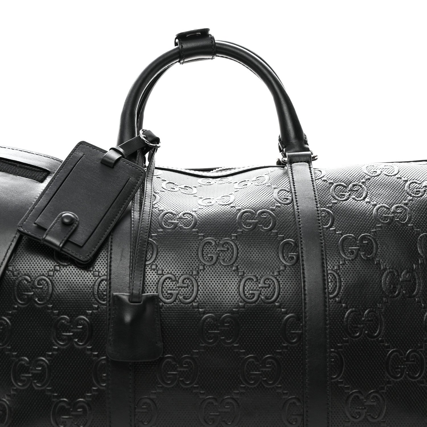 Gucci Calfskin GG Tennis Embossed Duffle Bag Black 7 of 12