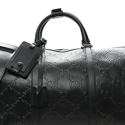 Gucci Calfskin GG Tennis Embossed Duffle Bag Black 7 of 12