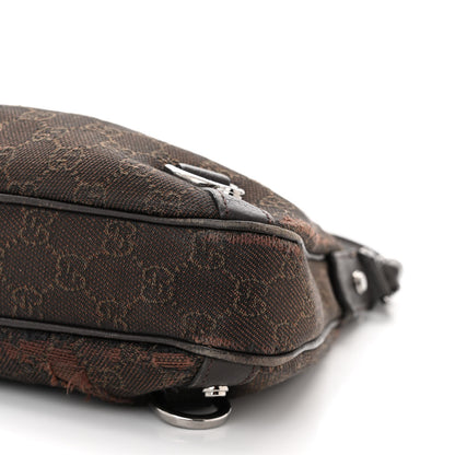 Gucci Denim Monogram Abbey D Ring Hobo Brown 10 of 13