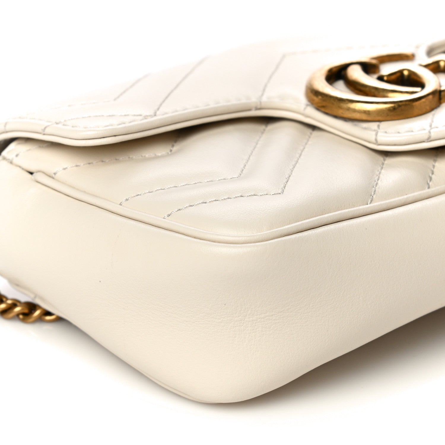 Gucci Calfskin Matelasse Super Mini GG Marmont Shoulder Bag White 9 of 11