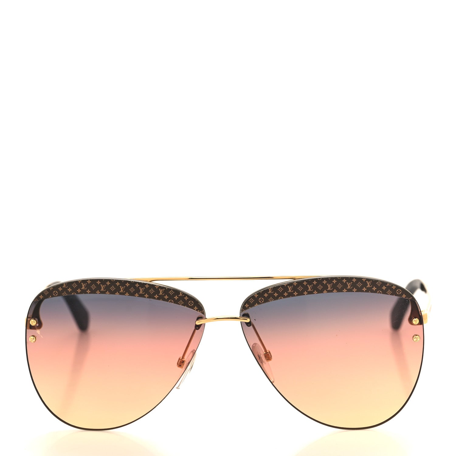Louis Vuitton Metal Attitude Pilote Sunglasses Z1434W Gold 2 of 7