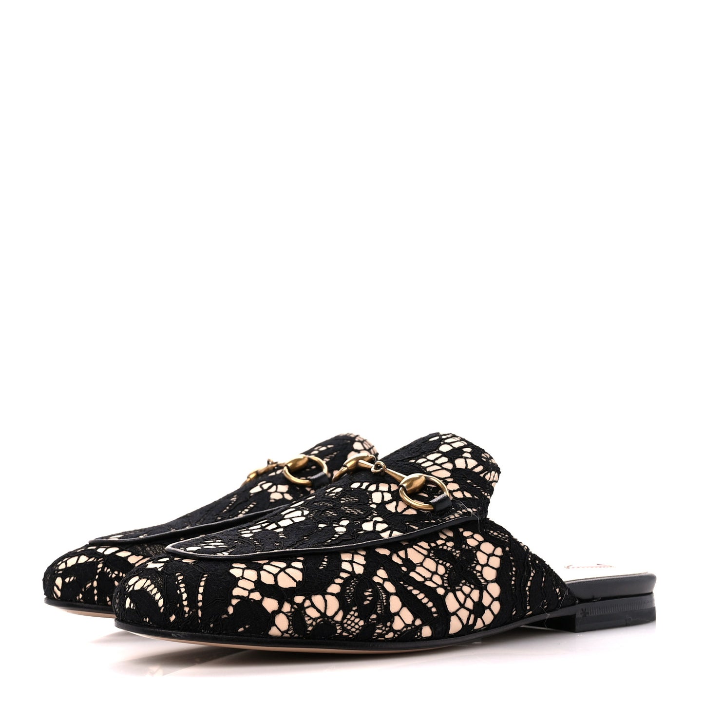 Lace Malaga Kid Womens Princetown Slippers 36 Black Skin Rose