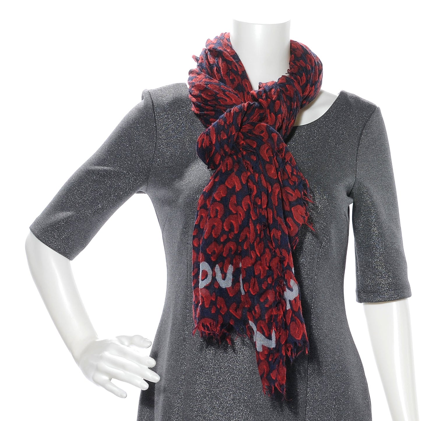 Cashmere Silk Sprouse Leopard Stole Scarf Marine