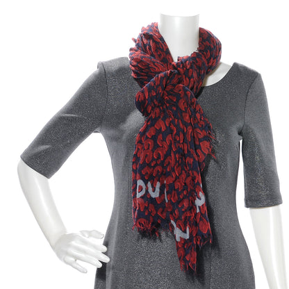 Louis Vuitton Cashmere Silk Sprouse Leopard Stole Scarf Marine 4 of 7