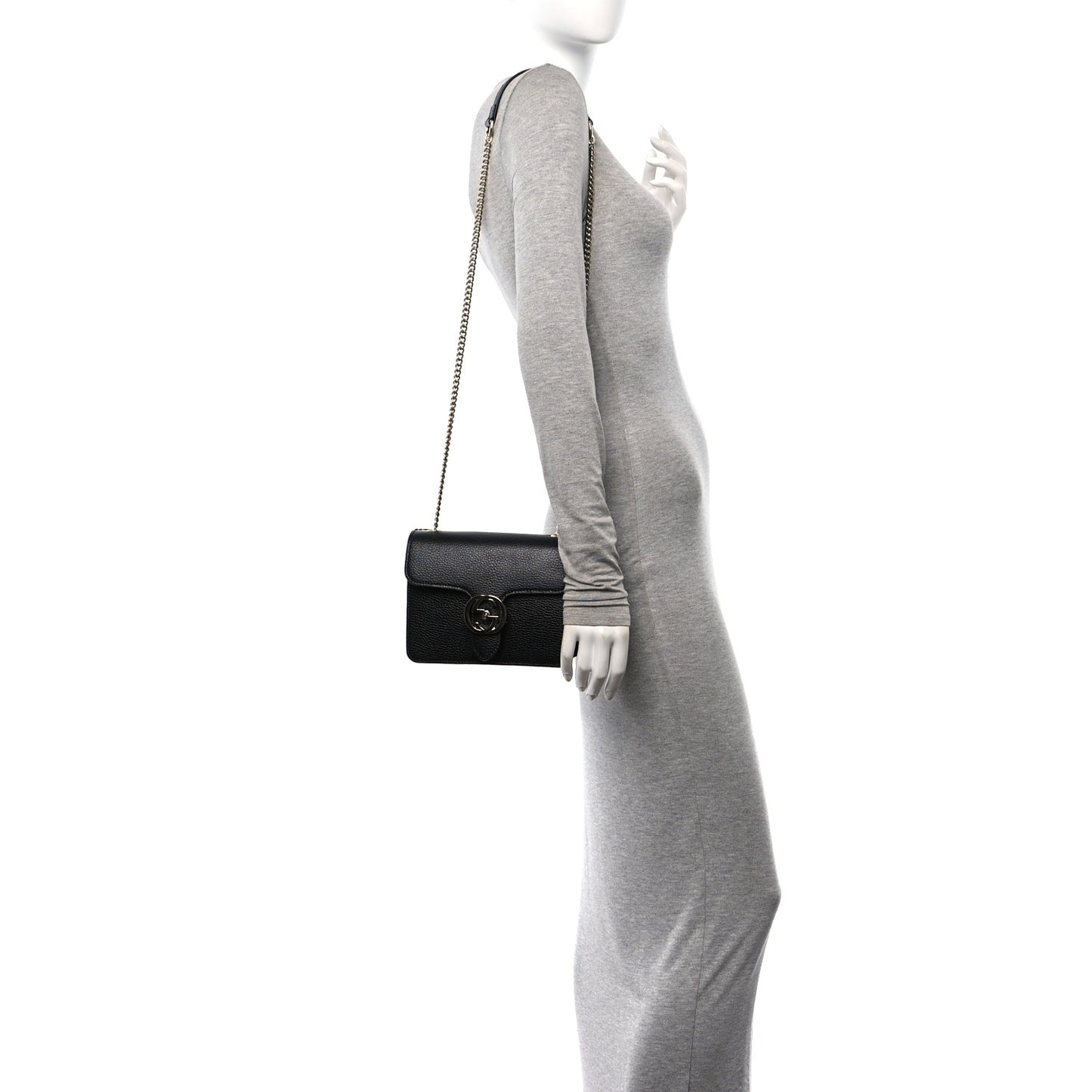 Dollar Calfskin Small Interlocking G Shoulder Bag Black