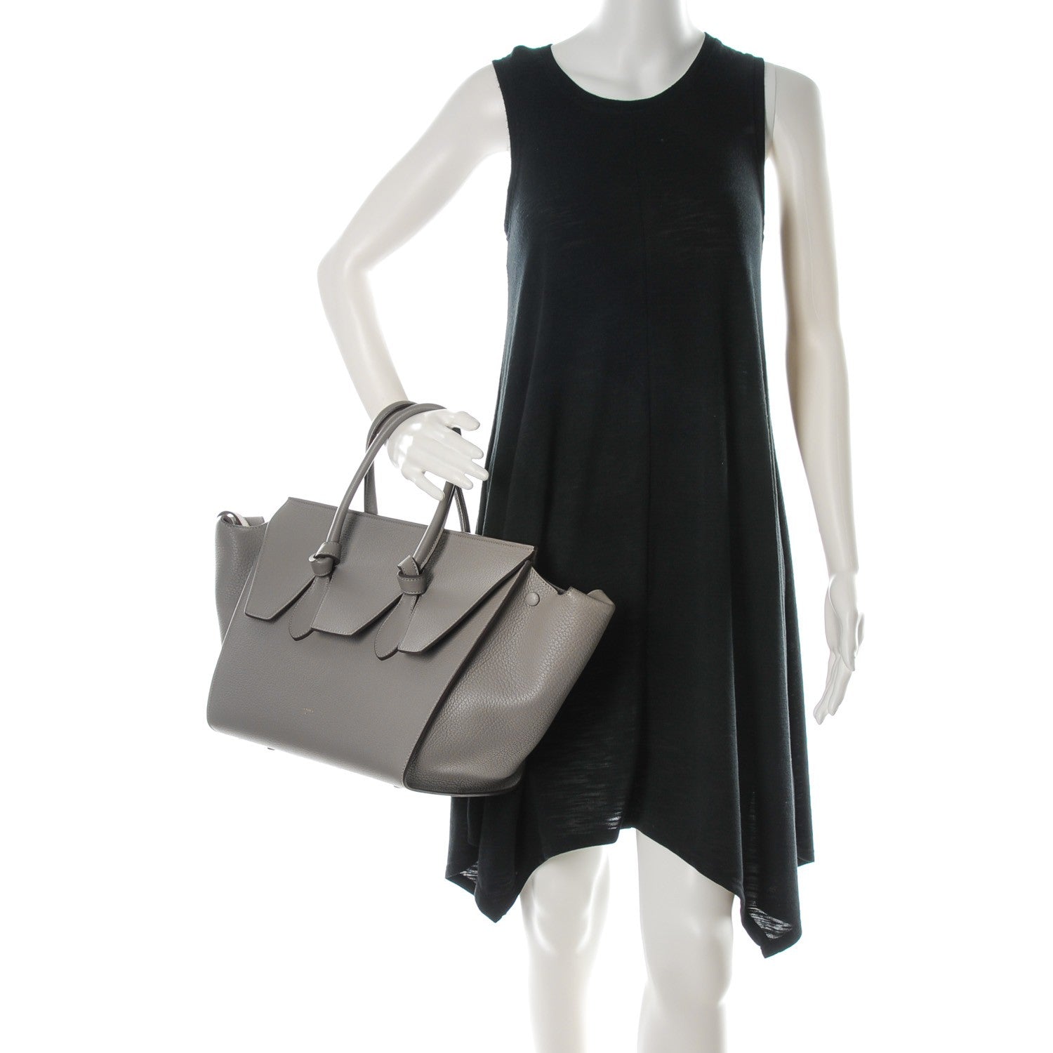 Celine Crisped Calfskin Small Tie Tote Medium Grey 2 of 10