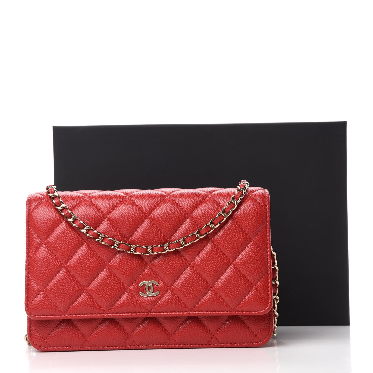 Chanel Caviar Quilted Wallet On Chain WOC Red 12 of 12