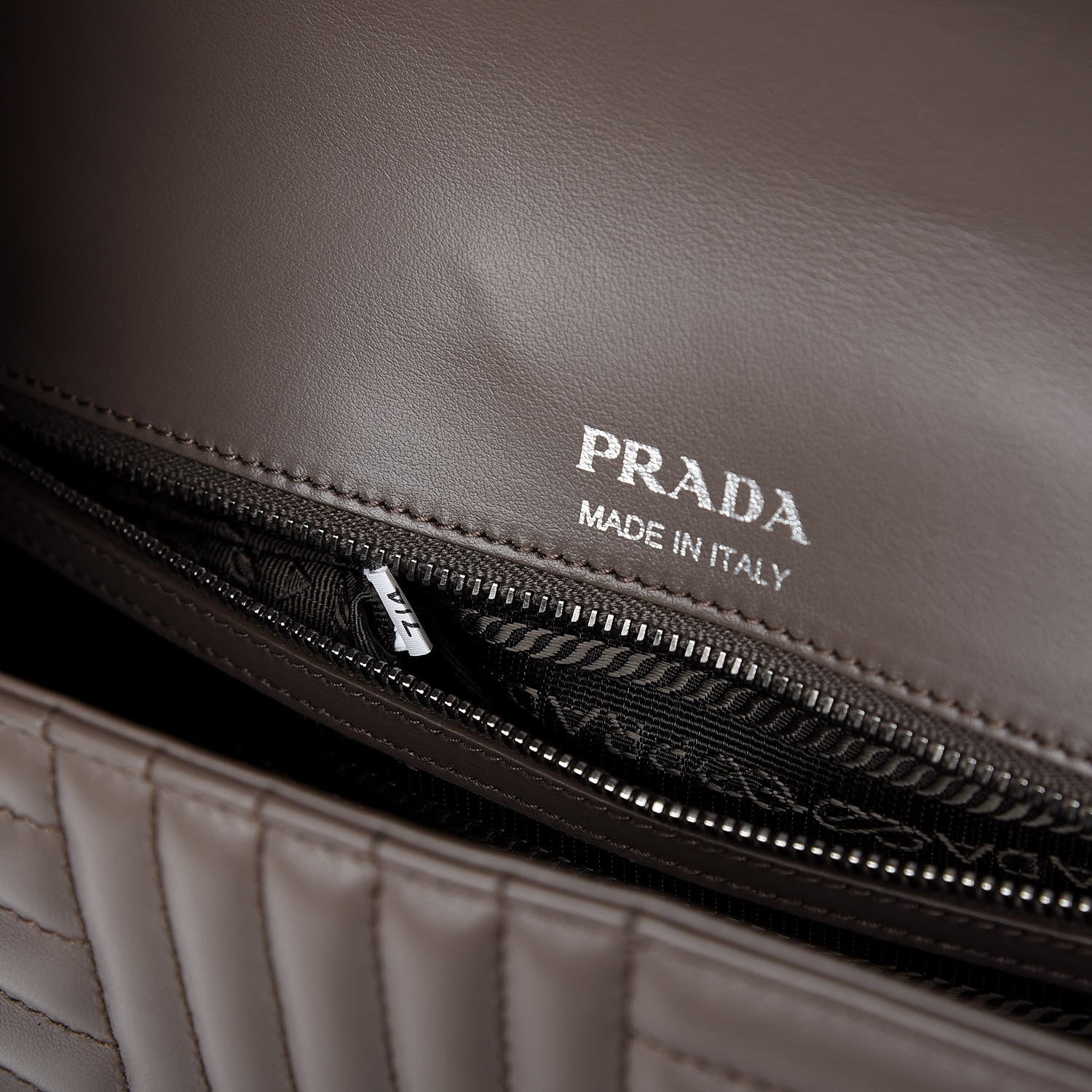 Prada Soft Calfskin Impunture Diagramme Large Chain Flap Shoulder Bag Bambu 9 of 11