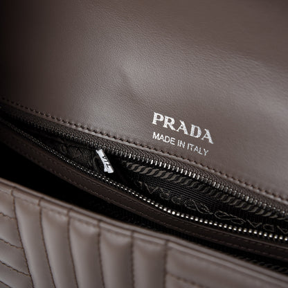 Prada Soft Calfskin Impunture Diagramme Large Chain Flap Shoulder Bag Bambu 9 of 11