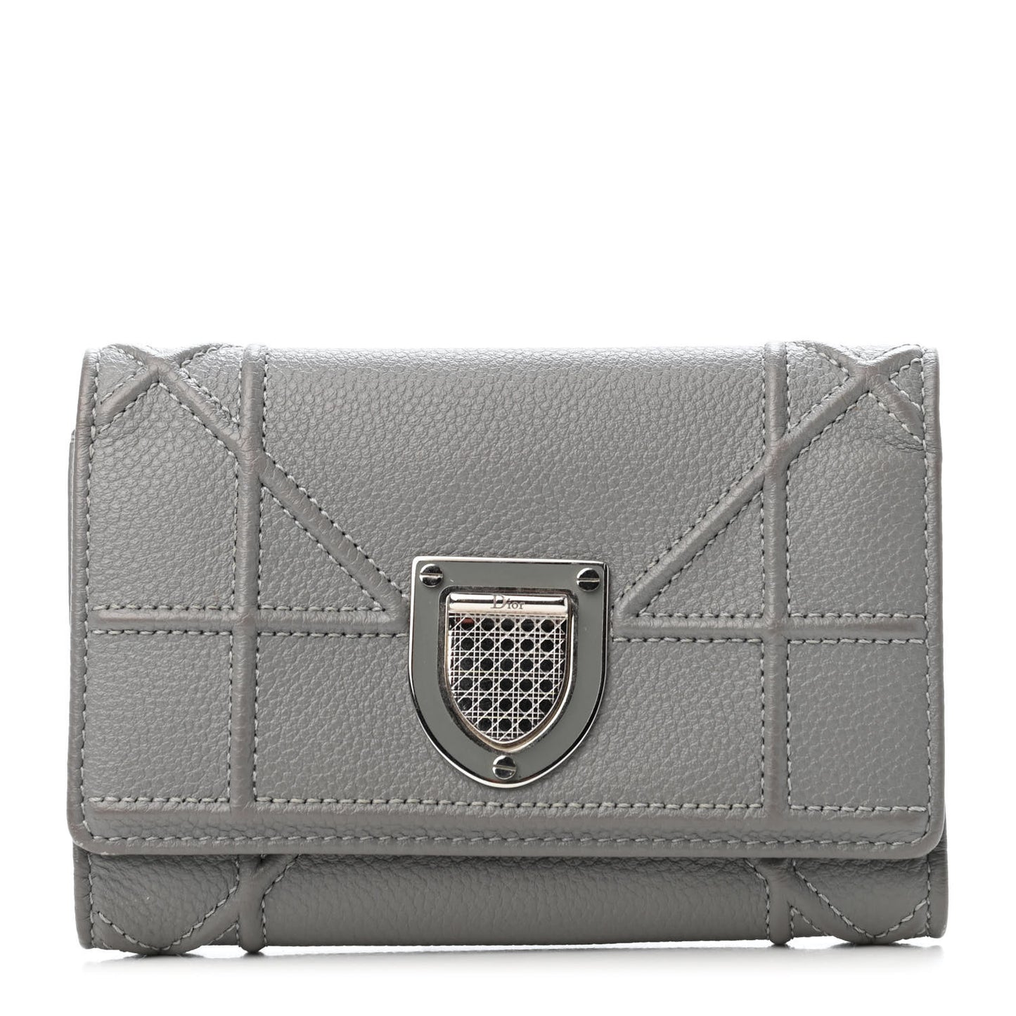Grained Calfskin Cannage Diorama Elancee Wallet Grey