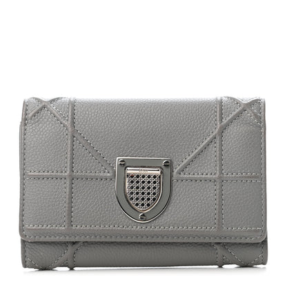 Christian Dior Grained Calfskin Cannage Diorama Elancee Wallet Grey 1 of 4