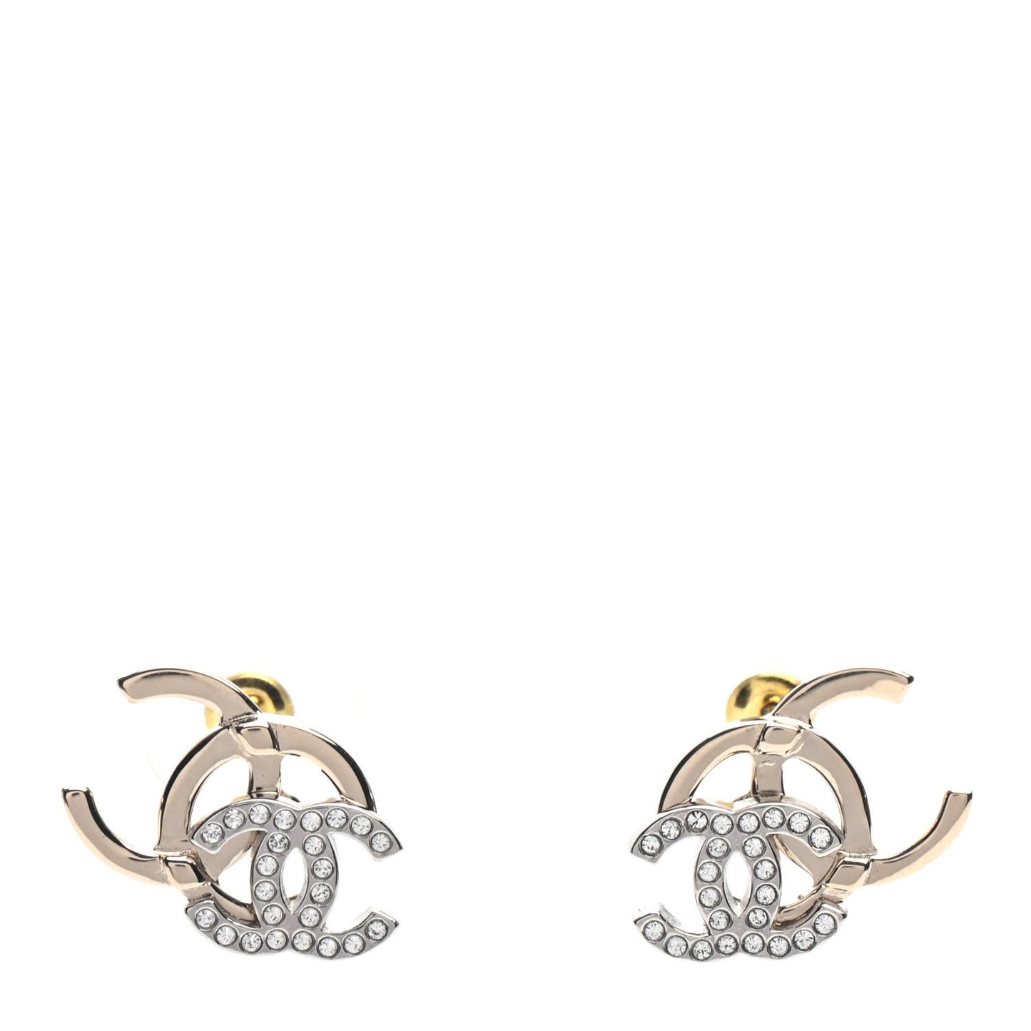 Crystal Double CC Earrings Gold Silver