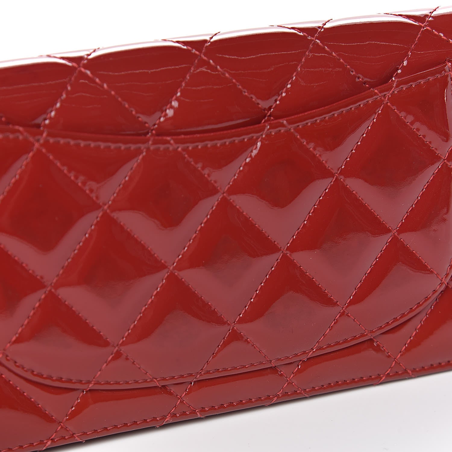 Chanel Patent Calfskin Quilted Yen Wallet Red 13 of 16