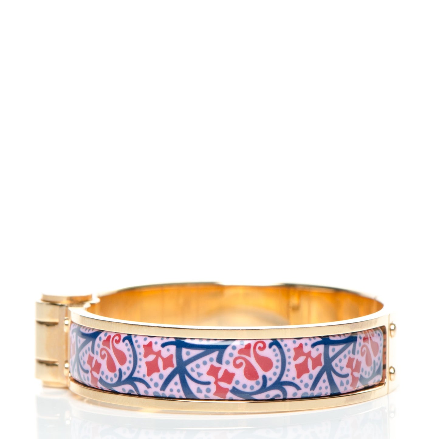 Enamel Printed Narrow Cachemire Fleuri Hinged Bracelet S Surnaturel