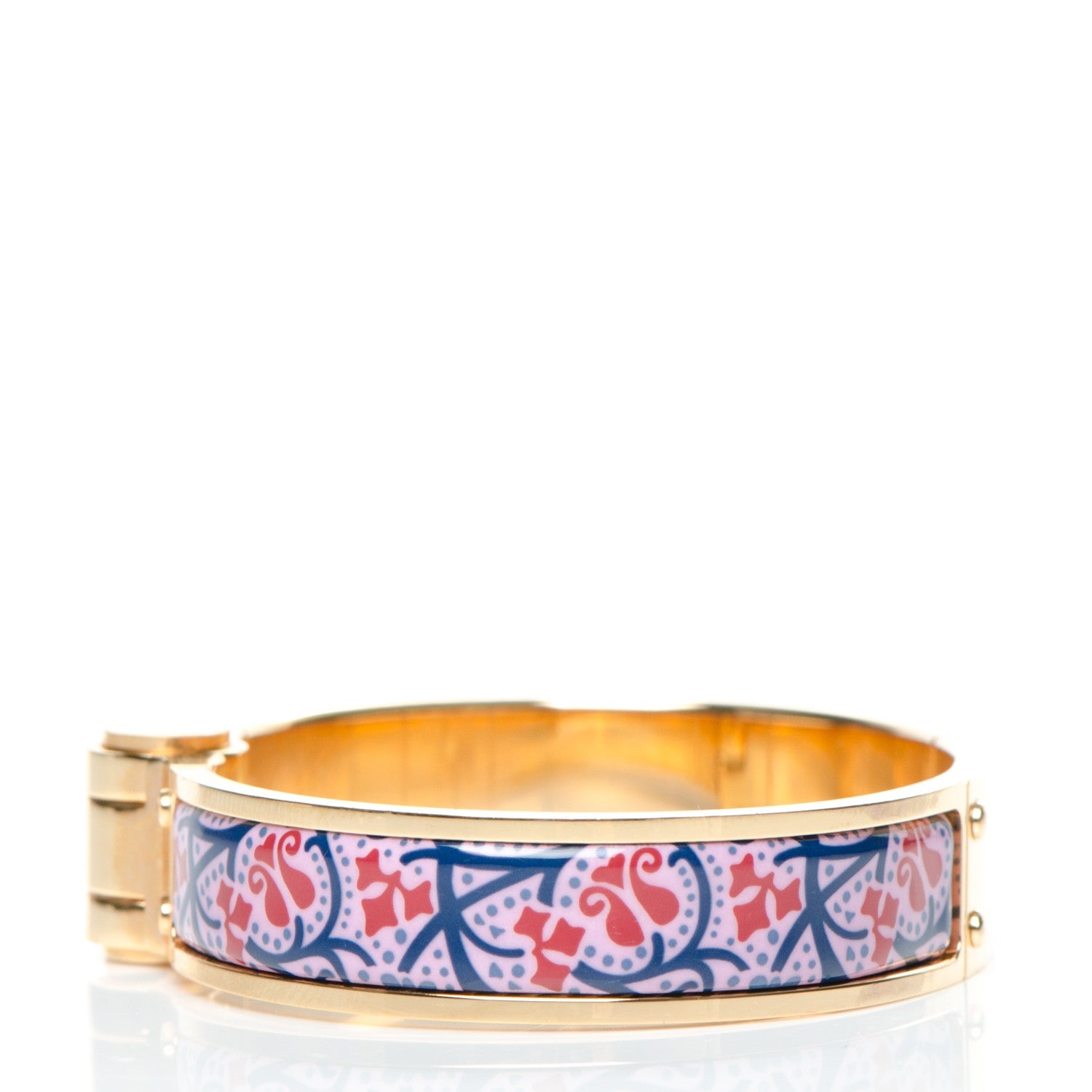 Hermes Enamel Printed Narrow Cachemire Fleuri Hinged Bracelet S Surnaturel 4 of 6