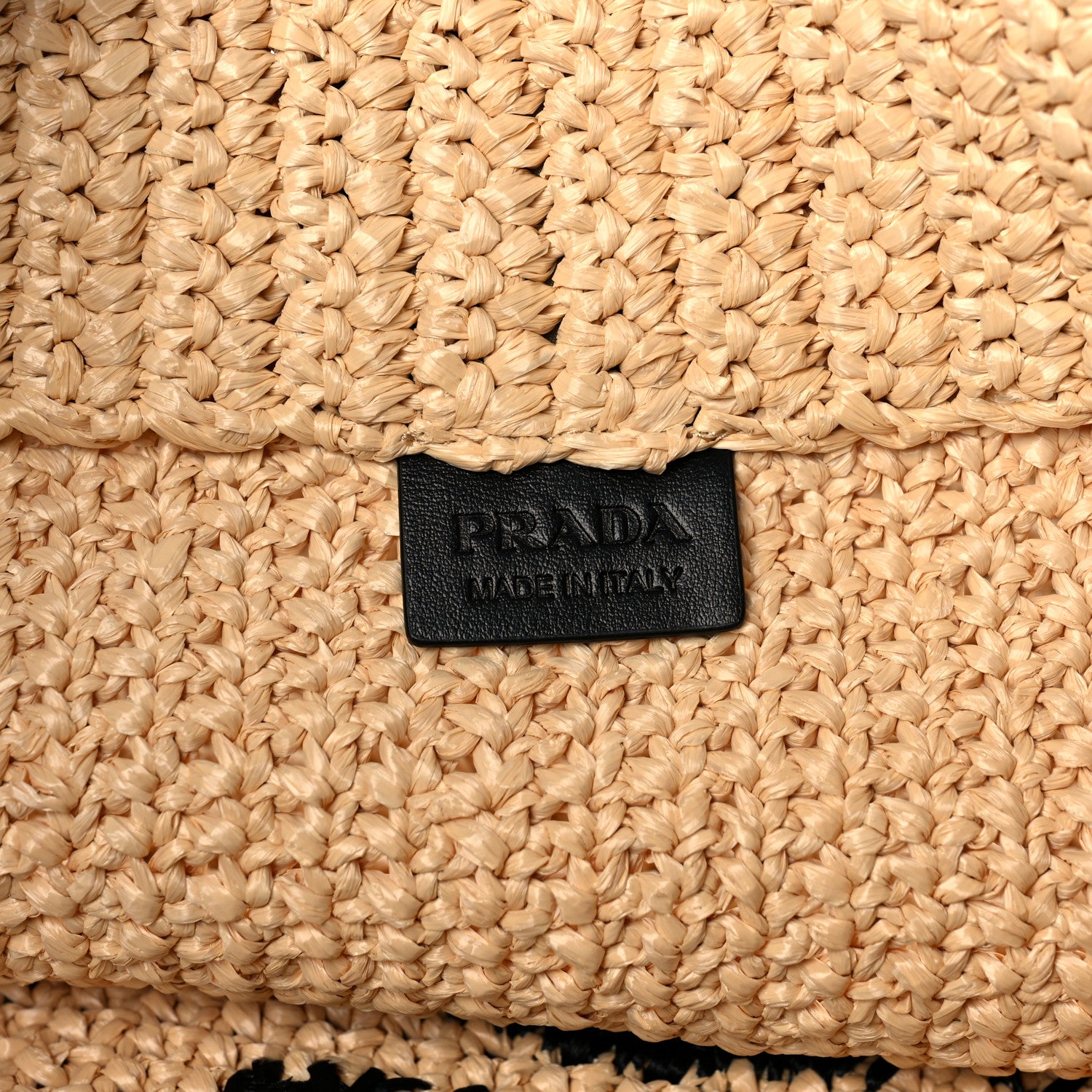 Prada Yarn Raffia Effect Crochet Embroidered Logo Tote Naturale 6 of 8