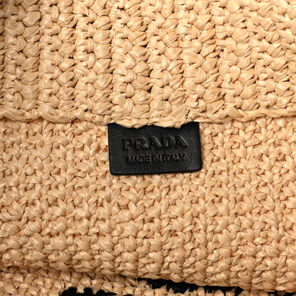 Prada Yarn Raffia Effect Crochet Embroidered Logo Tote Naturale 6 of 8
