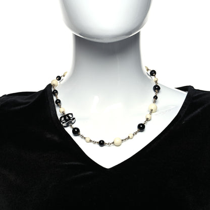 Chanel Pearl Beaded Crystal CC Necklace Gold Black White 2 of 5