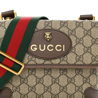 Gucci GG Supreme Monogram Web Small Neo Vintage Double Flap Messenger Bag Beige New Acero 8 of 12