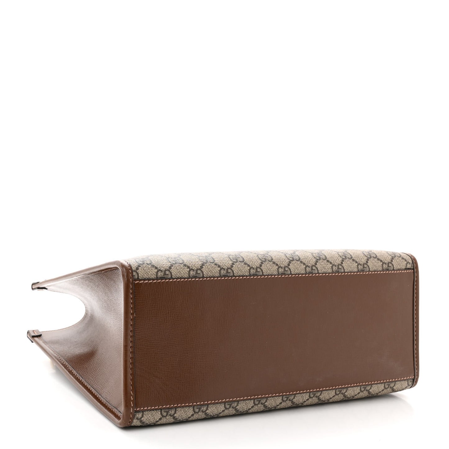 GG Supreme Monogram Azalea Calfskin Small Retro Interlocking G Tote Bag Beige Ebony Brown Sugar