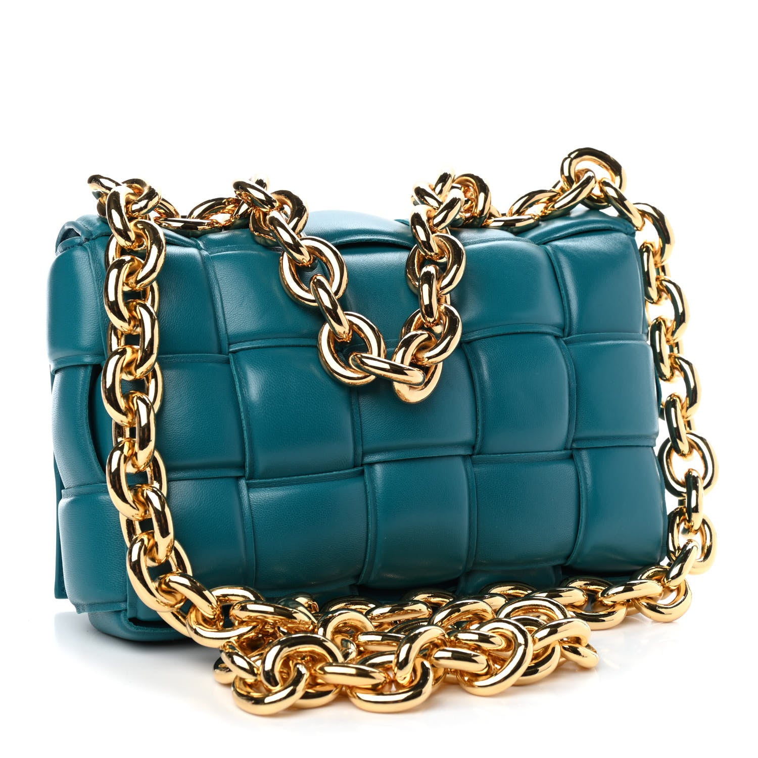 Bottega Veneta Lambskin Maxi Intreccio Padded Chain Cassette Crossbody Bag Mallard 3 of 8