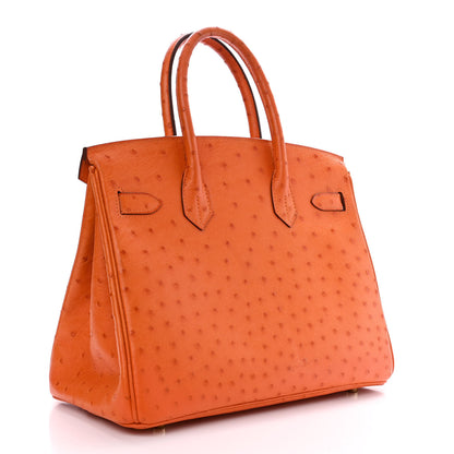 Hermes Ostrich Birkin 30 Orange 3 of 15