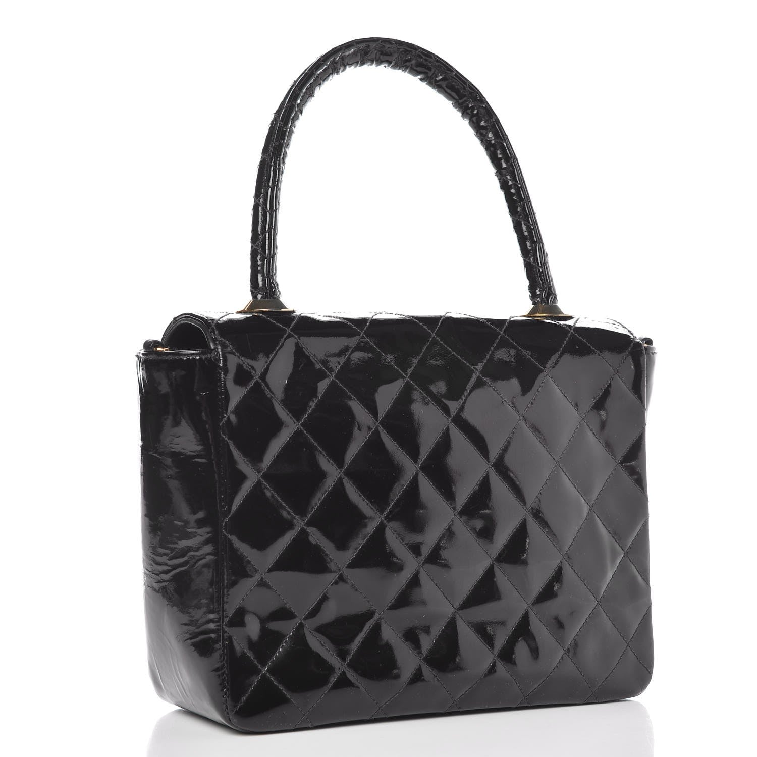 Chanel Patent Quilted Small Kelly Flap Bag Black 3 of 10