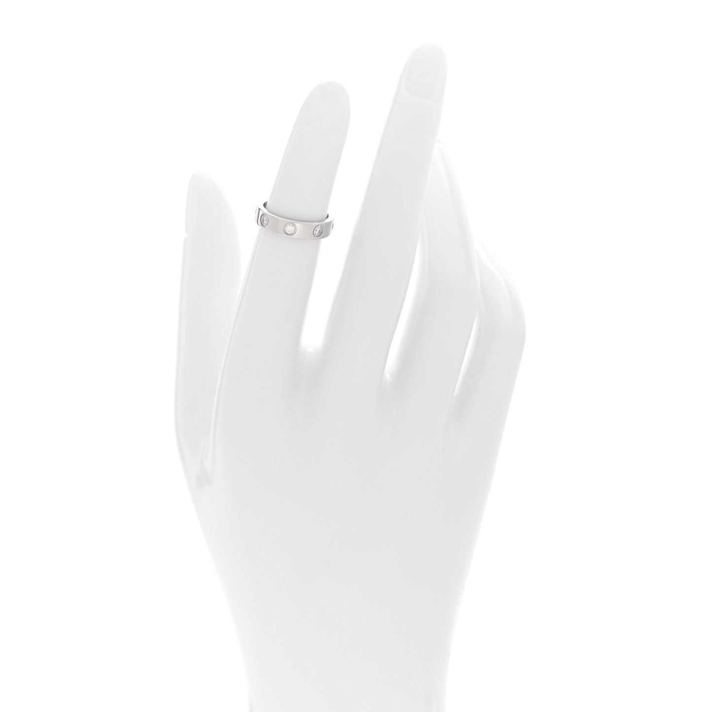 18K White Gold 8 Diamond 4mm Wedding Band LOVE Ring 45 3.25