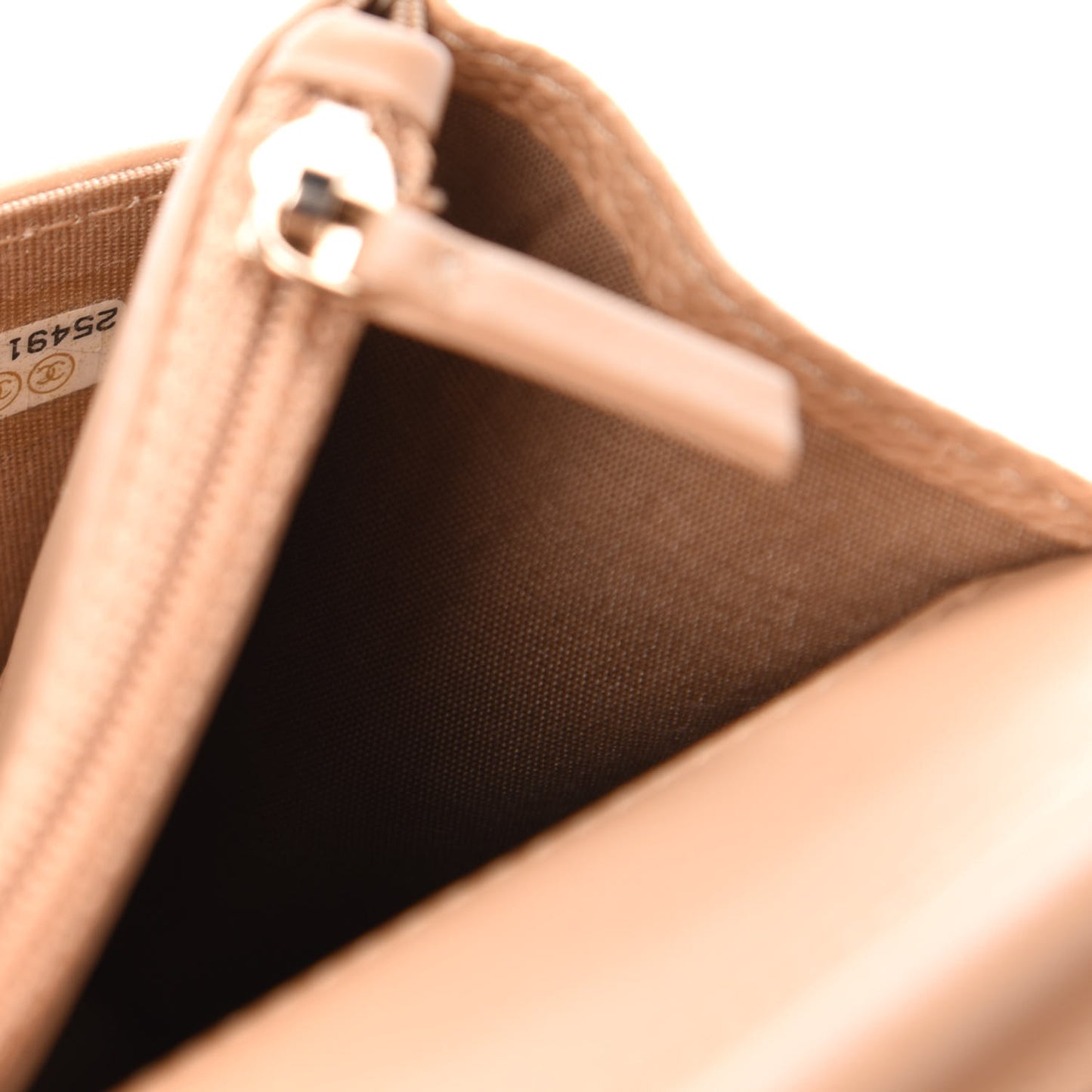 Caviar Quilted Boy Wallet On Chain WOC Dark Beige