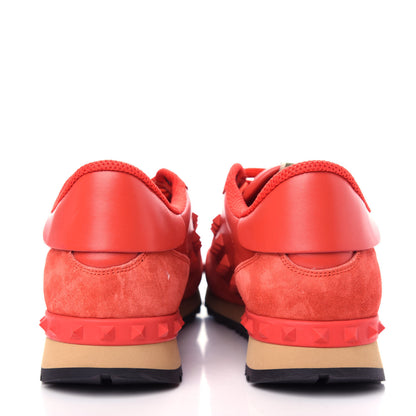 Valentino Garavani Calfskin Suede Rockstud Sneakers 39 Fragola 7 of 12