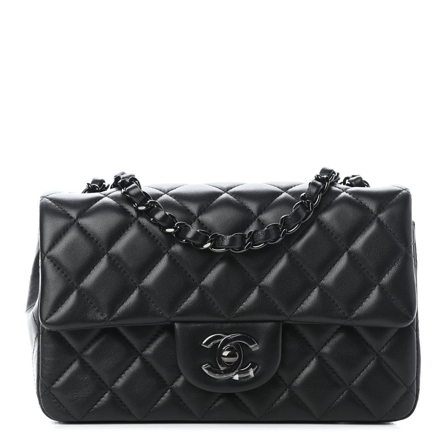 Lambskin Quilted Mini Rectangular Flap So Black