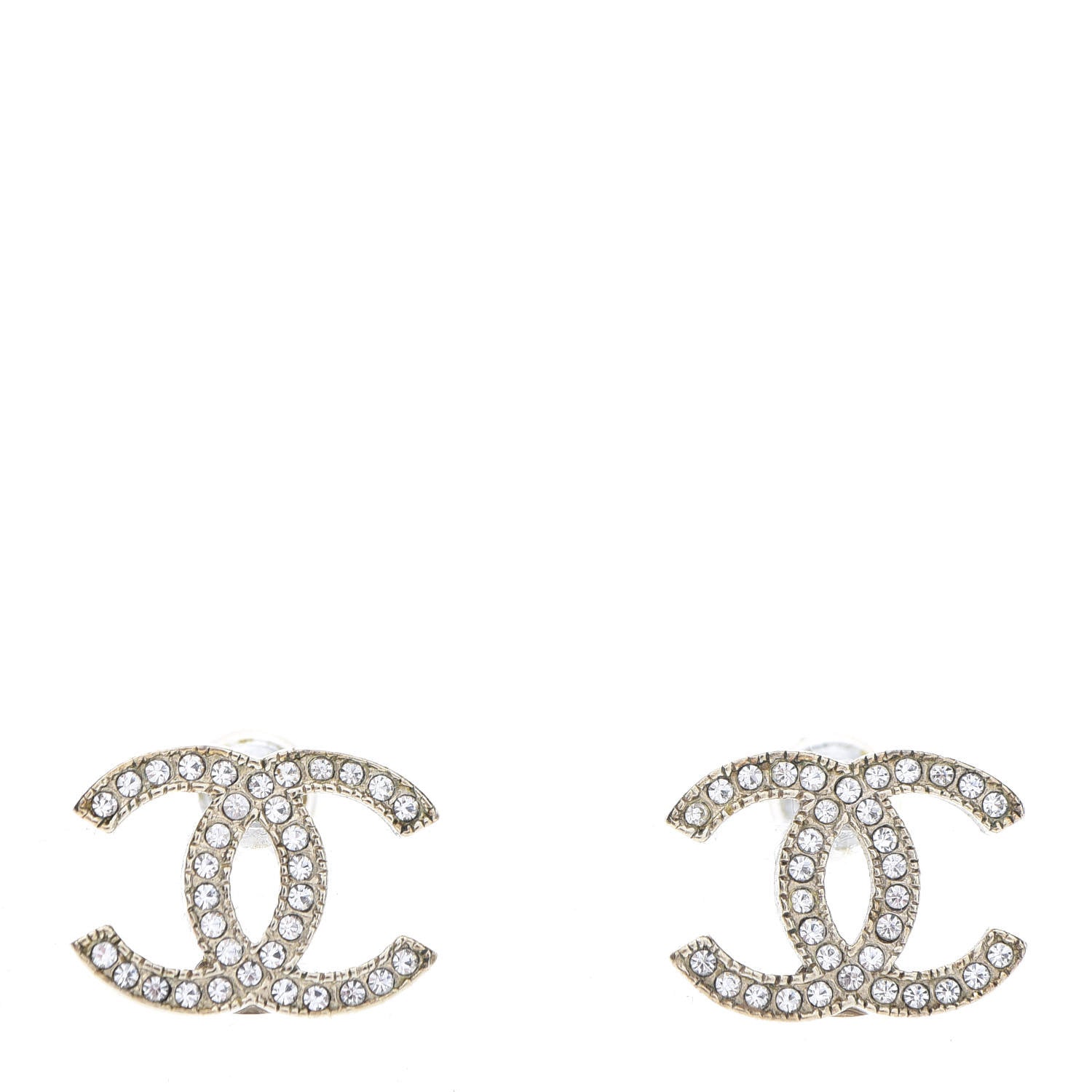 Chanel Crystal CC Earrings Gold 1 of 7