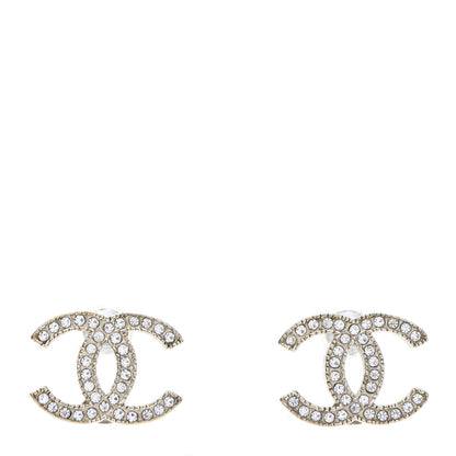 Chanel Crystal CC Earrings Gold 1 of 7