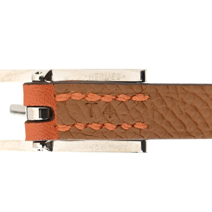 Hermes Swift Epsom Behapi Double Tour Reversible Bracelet T4 Orange Gold 6 of 7